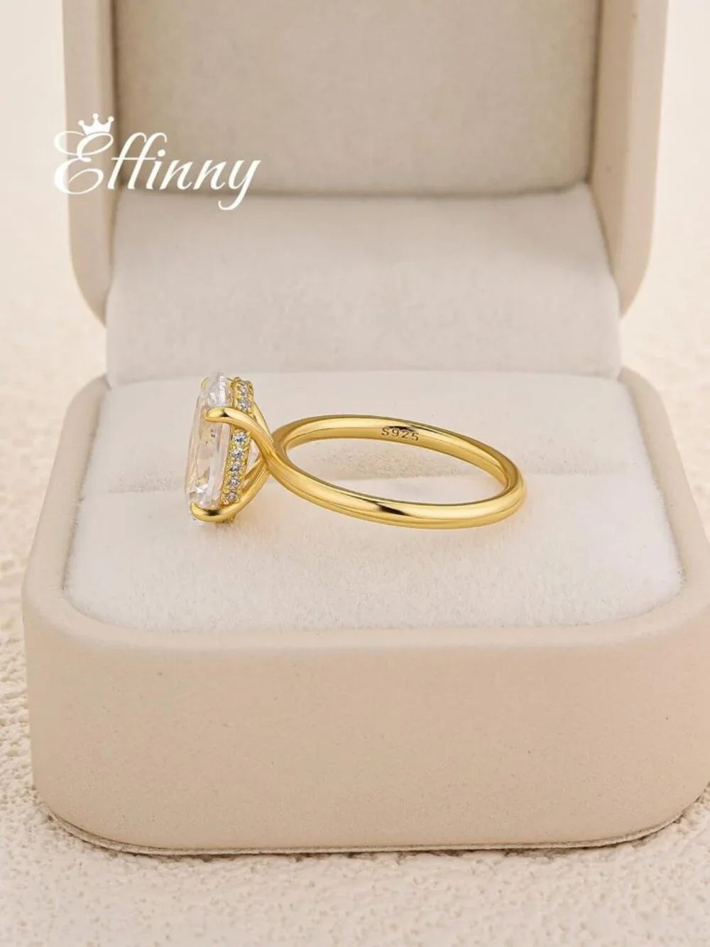 Stunning 3.5 Carat Elongated Oval Cut Engagement Ring in 925 Sterling Silver